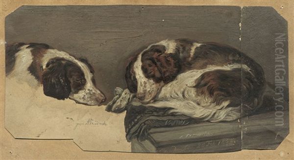 Schlafender Spaniel by Gustav Adolf Friedrich