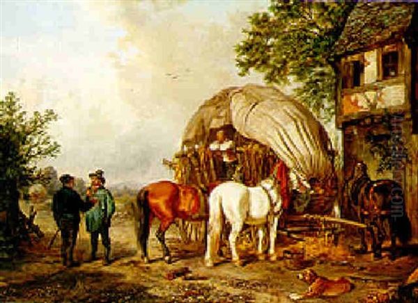 Pferderast Oil Painting by Gustav Adolf Friedrich