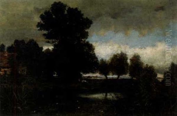 Landscape With Pond Oil Painting by Harald Friedrich