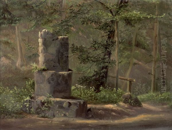 Die Irminsaule Im Friedrichsgrund Bei Pillnitz Oil Painting by Ludwig Friedrich