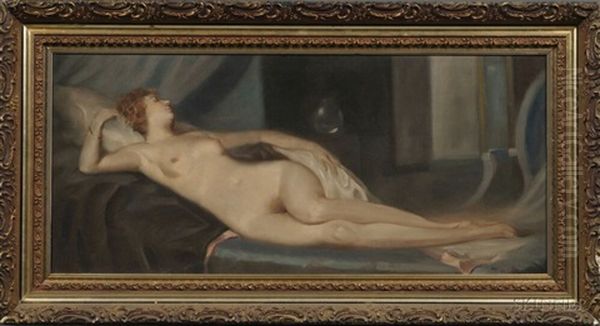 Portrait Of A Reclining Nude Oil Painting by Otto Friedrich