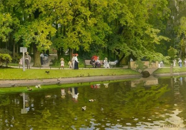 Sommer Im Berliner Tiergarten Oil Painting by Woldemar Friedrich