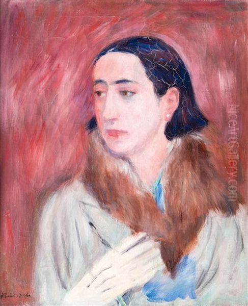 Portrait Einer Eleganten Dame Oil Painting by Fritz Friedrichs