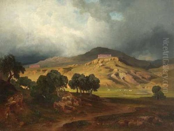 Italienische Landschaft (agrigent?) Oil Painting by Bernhard Fries