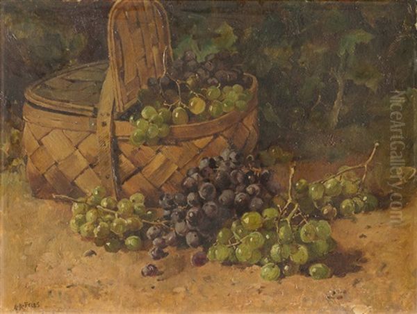 Basket Of Grapes Oil Painting by Charles Arthur Fries