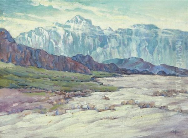 The Sierra Nevada Mts. Near Lone Pine Oil Painting by Charles Arthur Fries