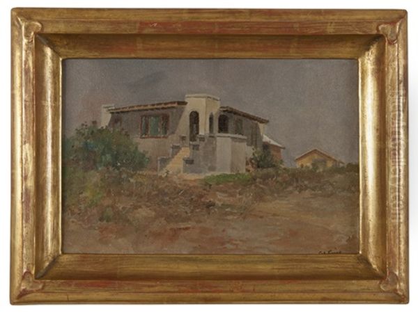 Ranch Style House In A Landscape Oil Painting by Charles Arthur Fries