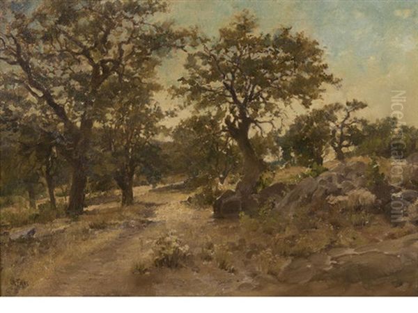 Oak Trees, Late Afternoon Oil Painting by Charles Arthur Fries