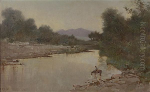 Early Morning Above San Diego Mission Dam Oil Painting by Charles Arthur Fries