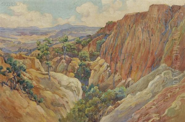 The Painted Gorge At Torrey Pines (no. 853) Oil Painting by Charles Arthur Fries