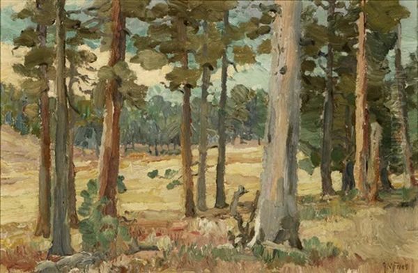 Among The Pines At Laguna Mountains Oil Painting by Charles Arthur Fries