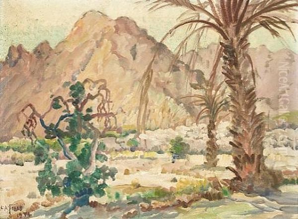 El Capitan Mt.(+ In The Oasis At Indian Wells; 2 Works) Oil Painting by Charles Arthur Fries