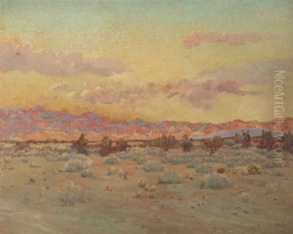 Evening Light On The Morongo Mts At Palm Springs Oil Painting by Charles Arthur Fries