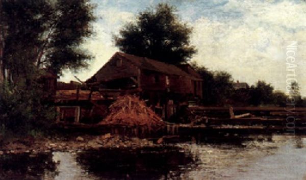 Lumber Mill On The Tolumne River, Yosemite Oil Painting by Charles Arthur Fries