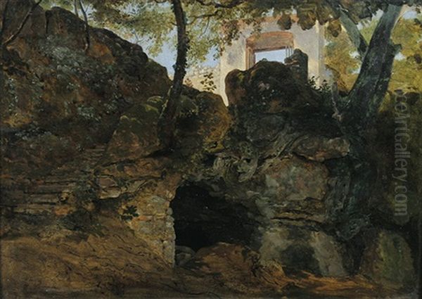 Eingang In Den Park Der Villa Chigi, Ariccia (study) Oil Painting by Ernst Fries