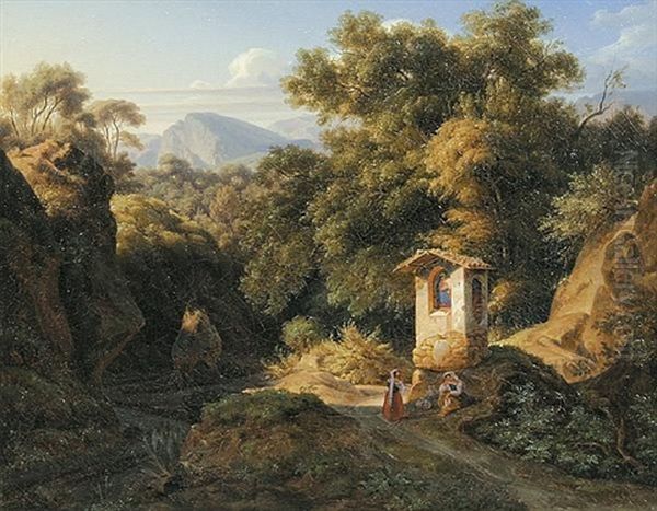 Bildstock Bei Subiaco Oil Painting by Ernst Fries