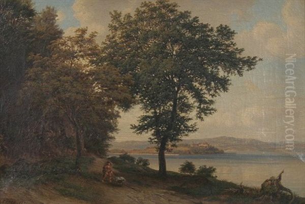 In Der Hohenegg (konstanz) Mit Blick Auf Den Uberlinger See Und Die Insel Mainau Oil Painting by Wilhelm Fries