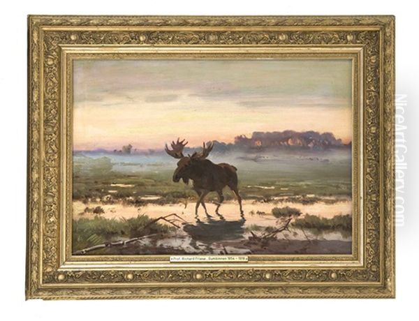 Ziehender Elch Im Morgenlicht Oil Painting by Richard Bernhardt Louis Friese