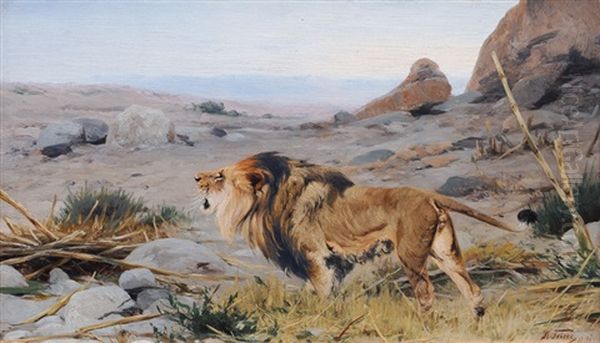 Roaring Lion Oil Painting by Richard Bernhardt Louis Friese