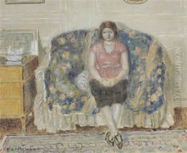 Woman In An Interior Oil Painting by Frederick Carl Frieseke