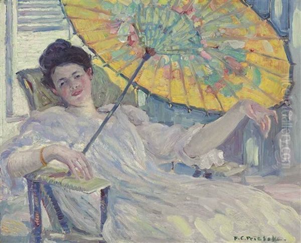 Woman With Parasol Oil Painting by Frederick Carl Frieseke