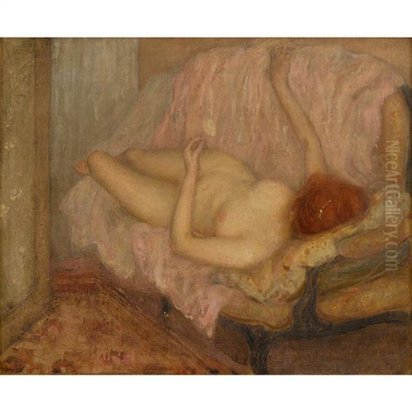 Reclining Nude Oil Painting by Frederick Carl Frieseke