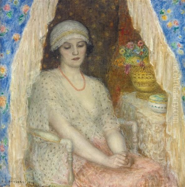 Blue Curtains Oil Painting by Frederick Carl Frieseke