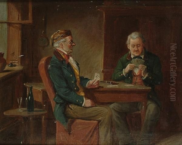 A Game Of Cribbage Oil Painting by Alexander Austin