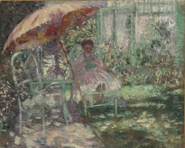 Study For The Garden Parasol Oil Painting by Frederick Carl Frieseke