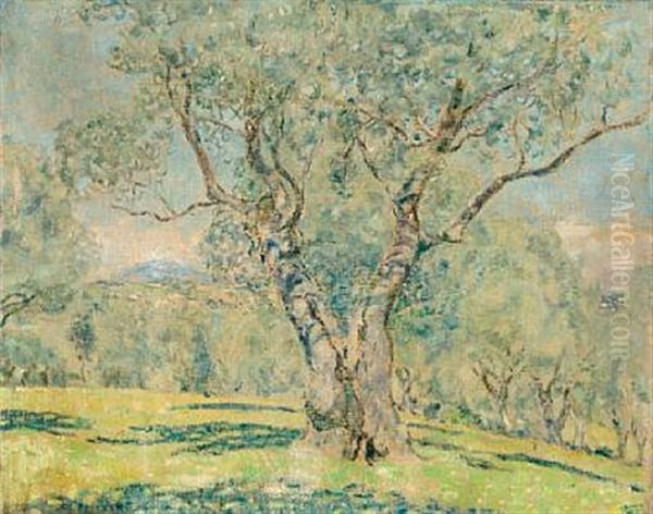 Olive Trees (+ View Of Cagnes, Verso) Oil Painting by Frederick Carl Frieseke