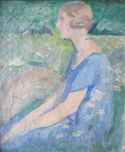 Femme De Profil A Giverny Oil Painting by Frederick Carl Frieseke