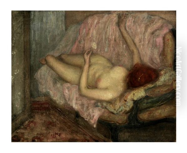 Reclining Nude Oil Painting by Frederick Carl Frieseke