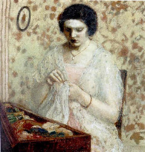 Embroidery Oil Painting by Frederick Carl Frieseke