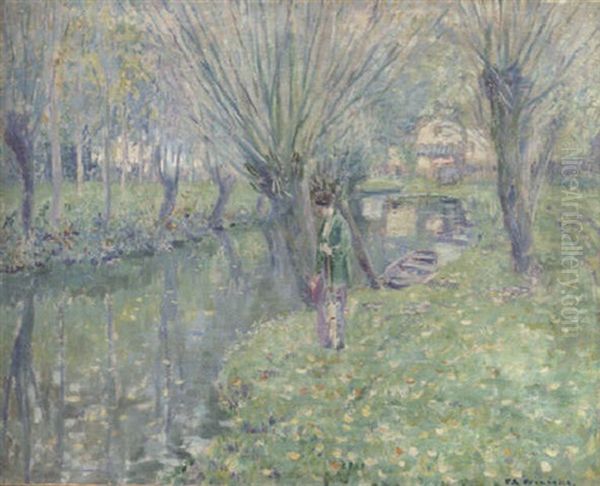 By The River Oil Painting by Frederick Carl Frieseke