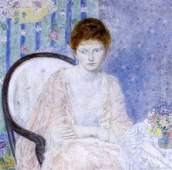 Lady In Rose Oil Painting by Frederick Carl Frieseke