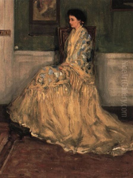 The Blue Shawl Oil Painting by Frederick Carl Frieseke