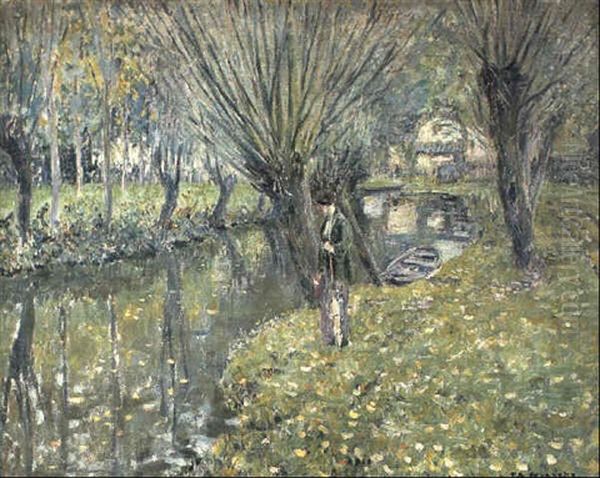 By The River Oil Painting by Frederick Carl Frieseke