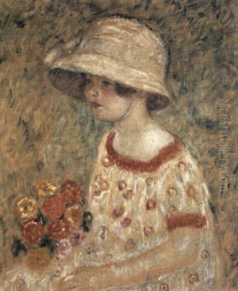 Portrait Of Frances Kilmer Oil Painting by Frederick Carl Frieseke