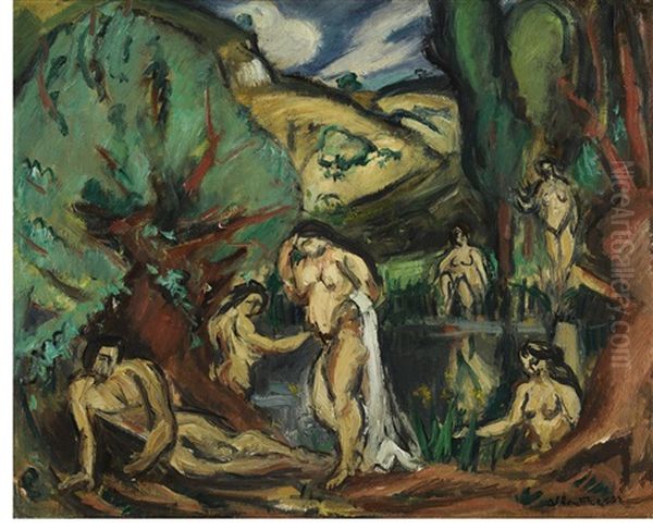 Les Baigneuses Oil Painting by Achille-Emile Othon Friesz