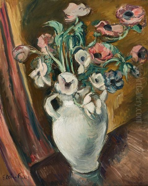 Vase D'anemones Oil Painting by Achille-Emile Othon Friesz