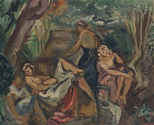 Femmes Dans Une Calanque Oil Painting by Achille-Emile Othon Friesz