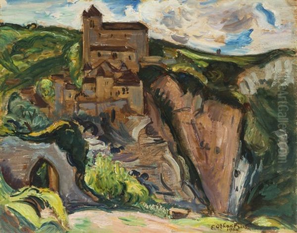 Houses In A Hillside Landscape Oil Painting by Achille-Emile Othon Friesz