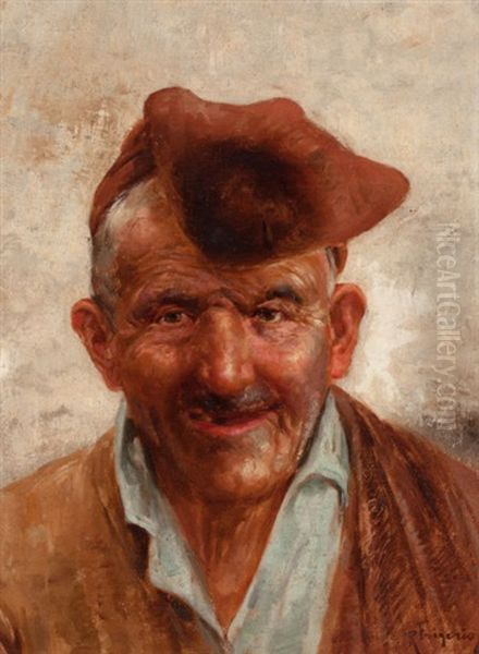 The Old Fisherman Oil Painting by Raffaele Frigerio