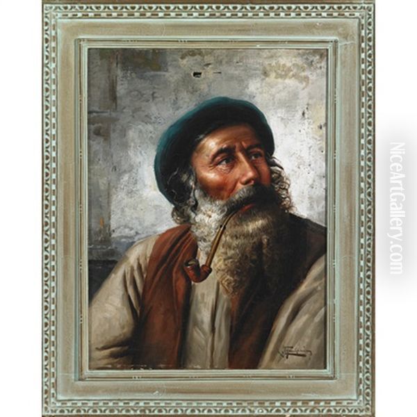 Peasant Man; Peasant Woman (2 Works) Oil Painting by Raffaele Frigerio