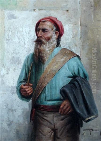 Neapolitan Fisherman With Pipe (+ Neapolitan Fisherman Smoking Pipe; 2 Works) Oil Painting by Raffaele Frigerio