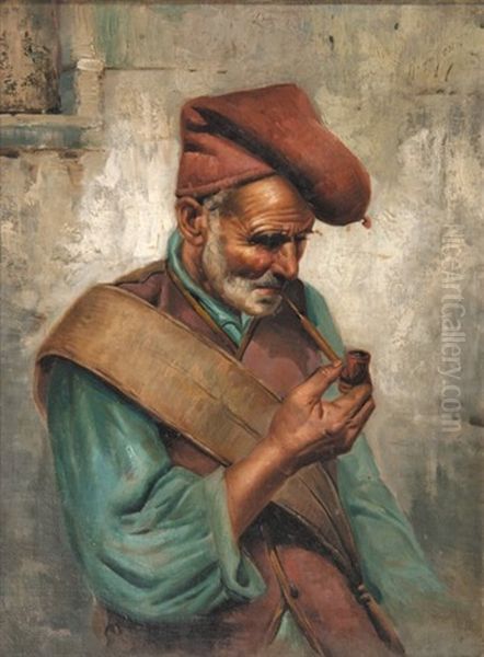 Homme A La Pipe Oil Painting by Raffaele Frigerio