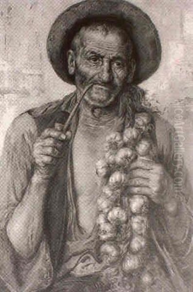 The Old Onion Seller Oil Painting by Raffaele Frigerio