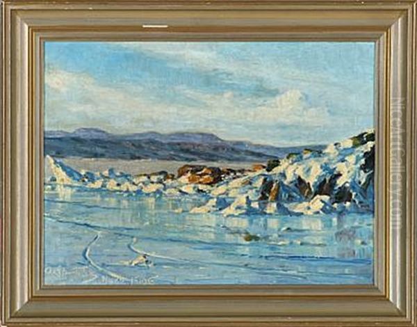 Greenlandic Landscape Oil Painting by Achton Friis