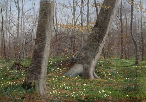 Waldpartie Im Fruhling Oil Painting by Hans Gabriel Friis