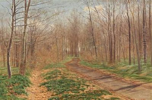 Forest Road Oil Painting by Hans Gabriel Friis